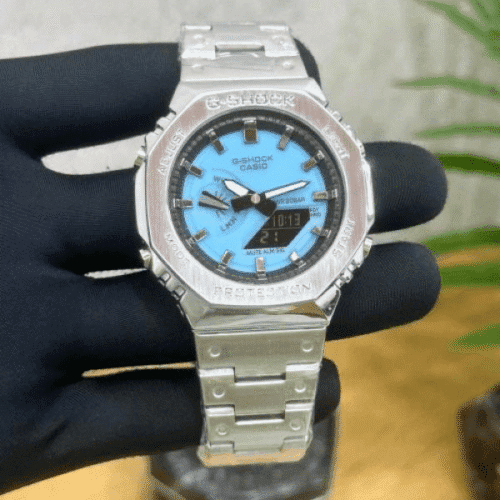 CASIO G_SHOCK GM-2100 SILVER SKY-BLUE DIAL