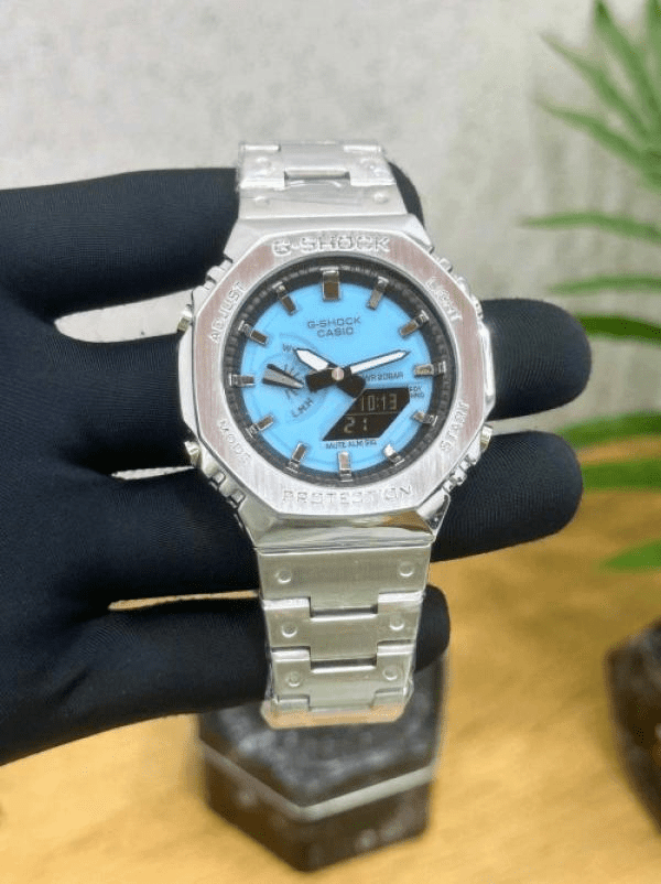 CASIO G_SHOCK GM-2100 SILVER SKY-BLUE DIAL