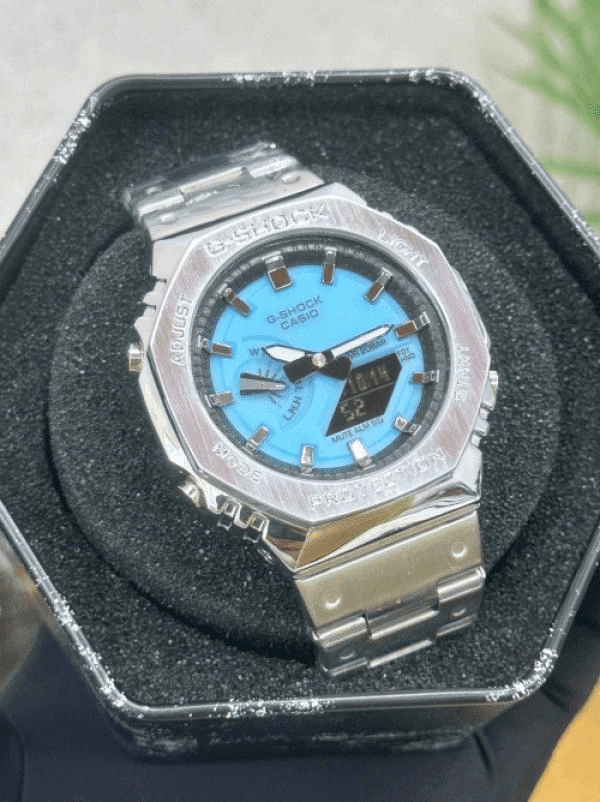 CASIO G_SHOCK GM-2100 SILVER SKY-BLUE DIAL - Image 2