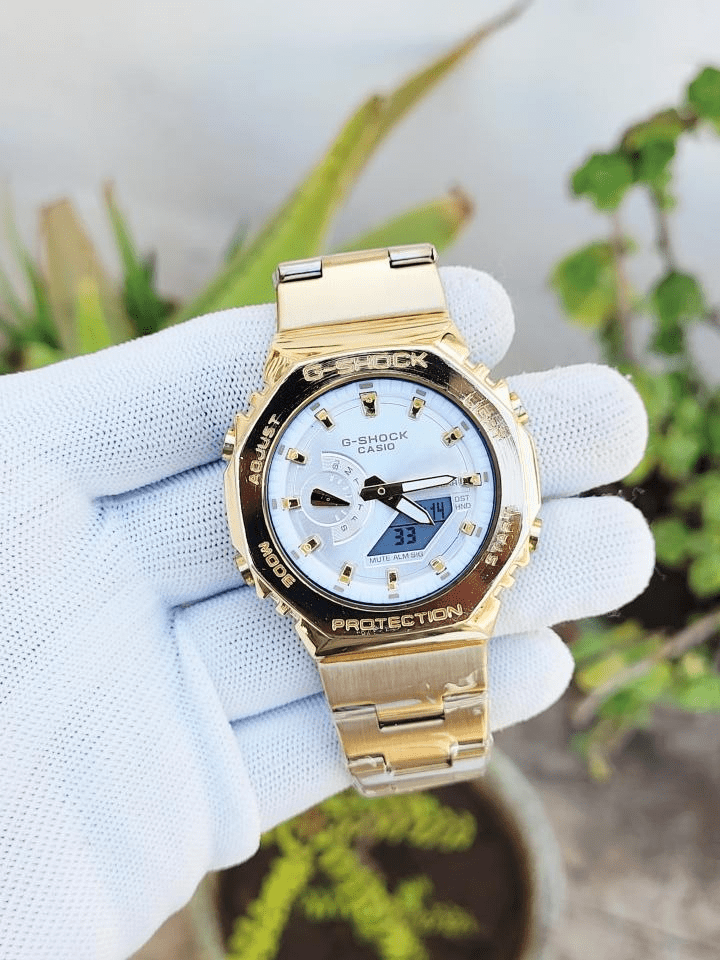 CASIO G_SHOCK B2100 METAL GOLD WHITE DIAL 308