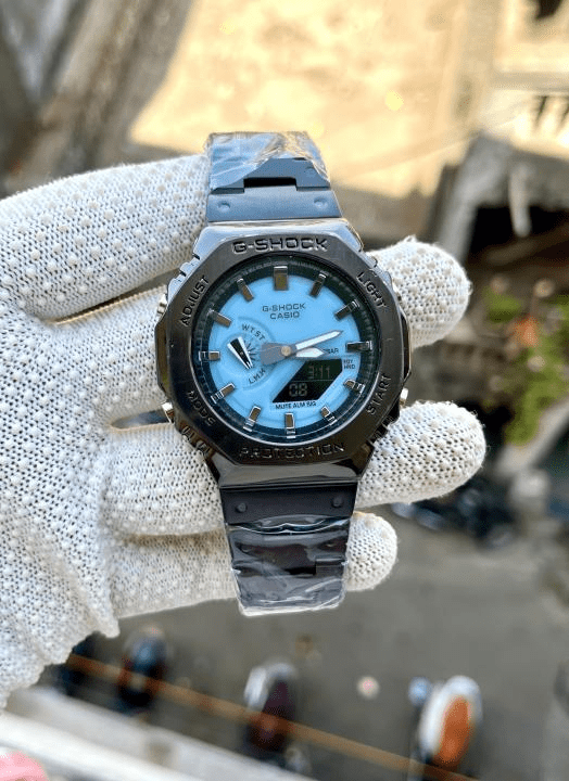 CASIO G_SHOCK GM-2100 BLACK SKY-BLUE DIAL