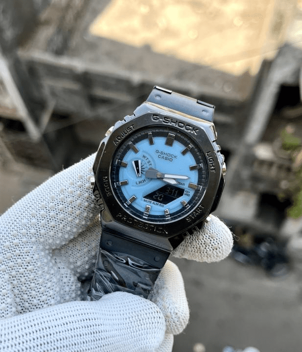 CASIO G_SHOCK GM-2100 BLACK SKY-BLUE DIAL - Image 4