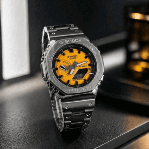 G_SHOCK GA 2100 Silver Yellow dial