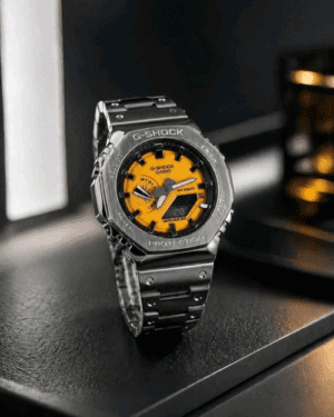 G_SHOCK GA 2100 Silver Yellow dial