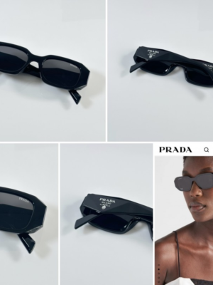 Prada 8679 Black Sunglasses with dark lenses and angular geometric frame