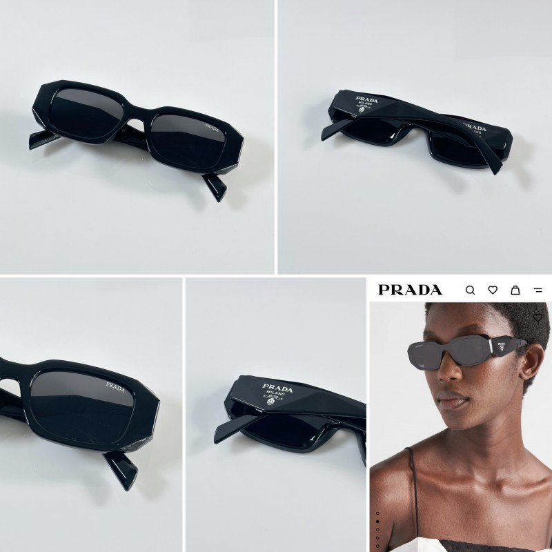 112 Prada 8679 Black Sunglasses with dark lenses and angular geometric frame