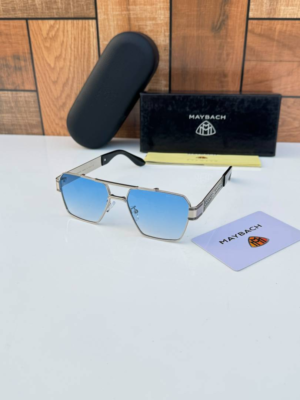 Maybach 7345 Silver Blue sunglasses with silver-tone frame and blue lenses