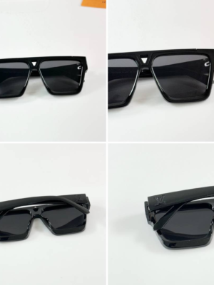 Louis Vuitton 1502 Shine Black Sunglasses with oversized square frame and dark lenses