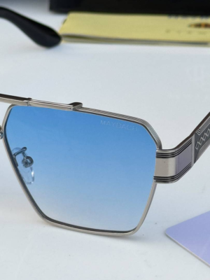 Maybach 7345 Silver Blue sunglasses with silver-tone frame and blue lenses