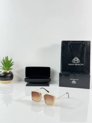 Maybach 2173 Gold Brown Sunglasses with square gradient lenses and gold-tone frame