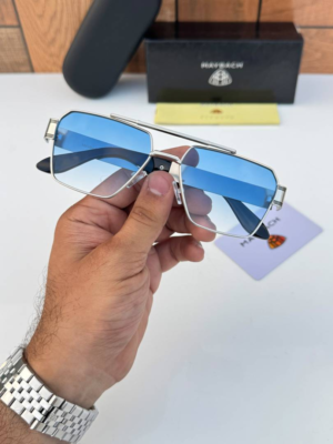 Maybach 7345 Silver Blue sunglasses with silver-tone frame and blue lenses