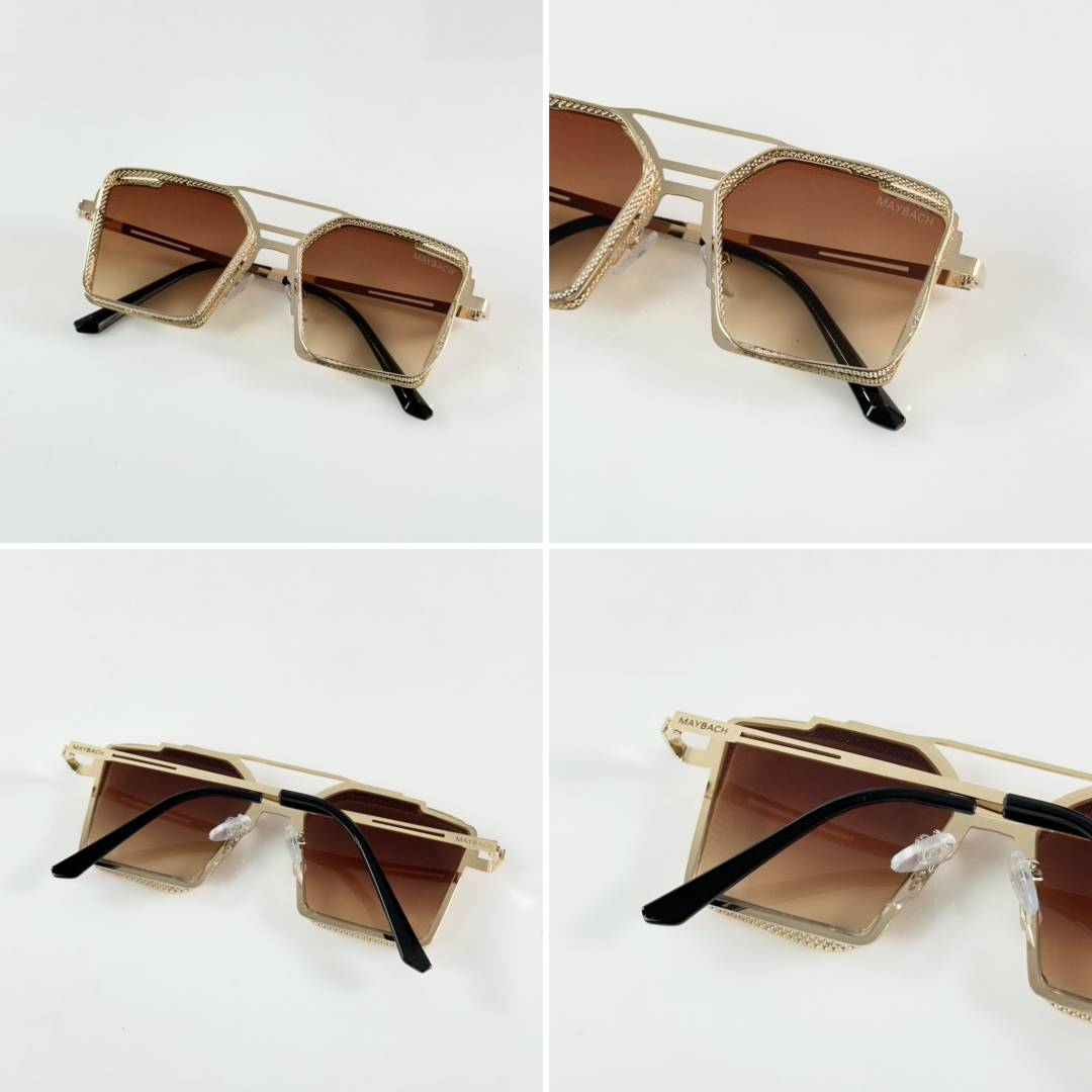 140 Maybach 2173 Gold Brown Sunglasses with square gradient lenses and gold-tone frame