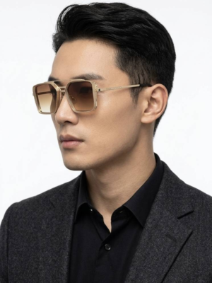Maybach 2173 Gold Brown Sunglasses with square gradient lenses and gold-tone frame