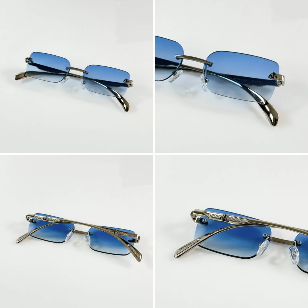 146 Maybach 1062 Silver Blue Sunglasses with rimless rectangular blue gradient lenses