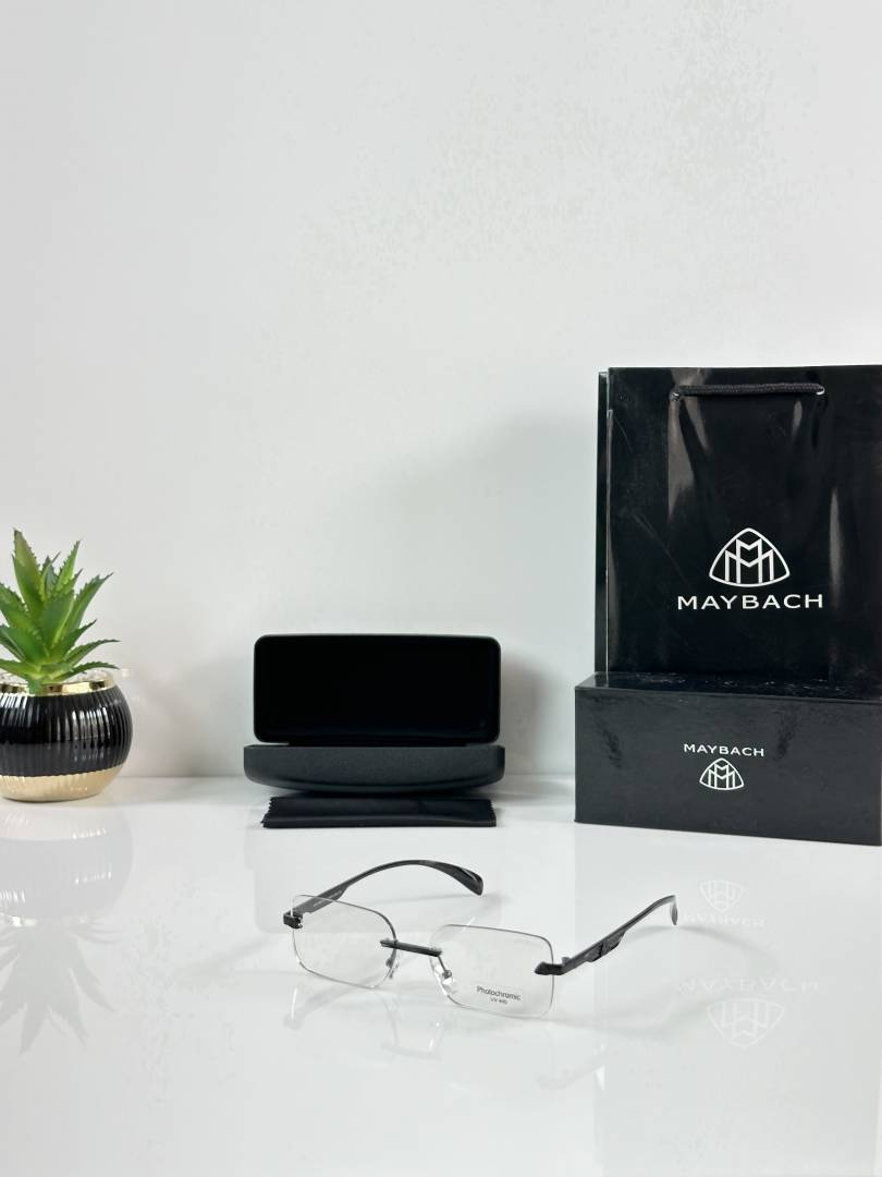149 Maybach 1062 Black Photochromic Glasses with rimless color-changing lenses