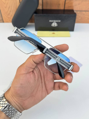 Maybach 7345 Silver Blue sunglasses with silver-tone frame and blue lenses