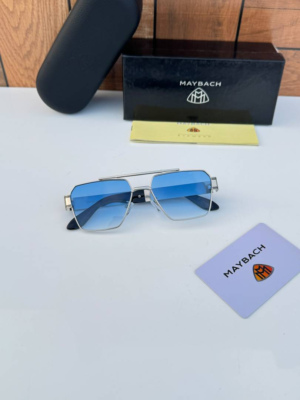 Maybach 7345 Silver Blue sunglasses with silver-tone frame and blue lenses