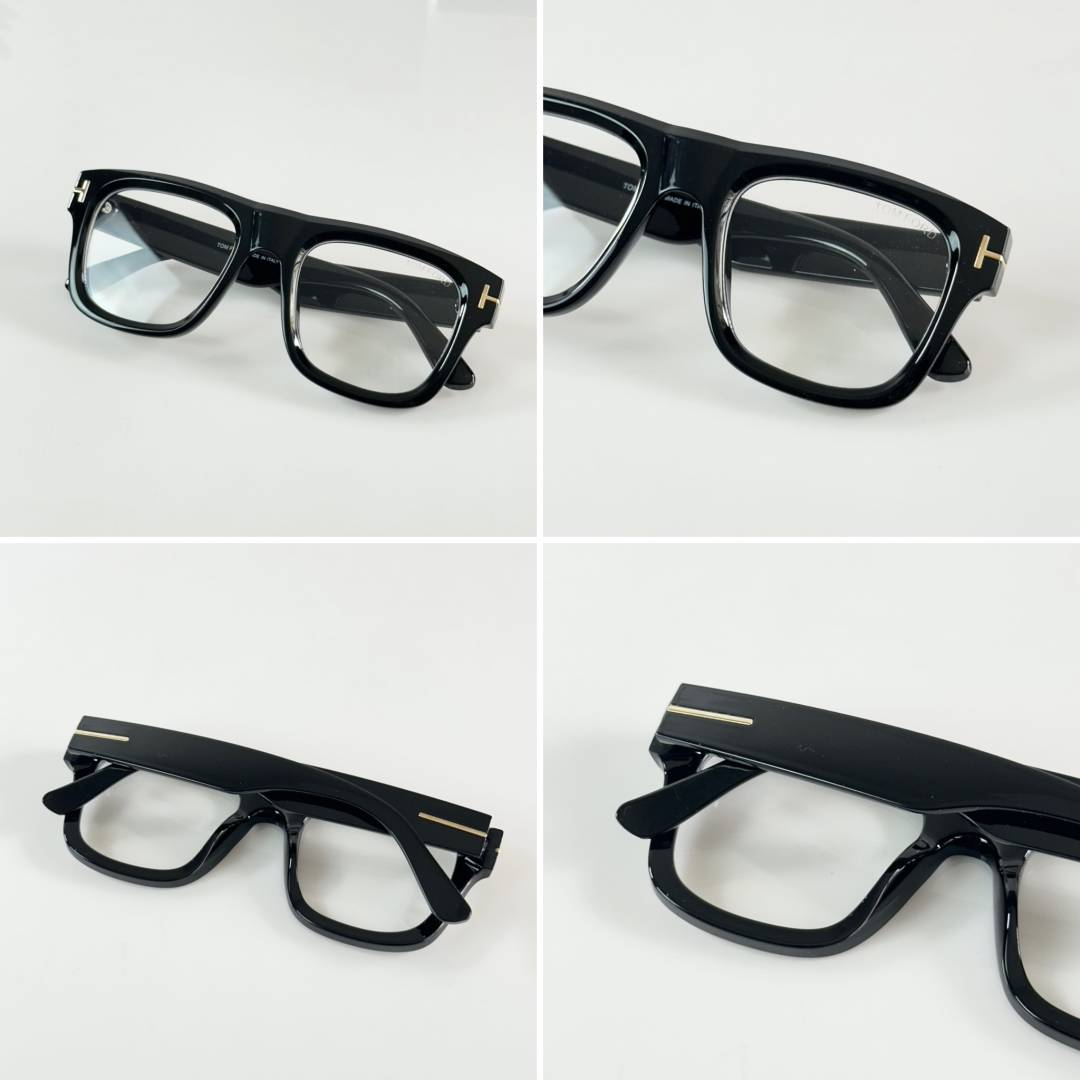 170 Tom Ford 259 Black Frame Glasses with clear lenses and gold-tone temple details