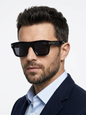 Tom Ford 259 Black Sunglasses with dark lenses and glossy square frame