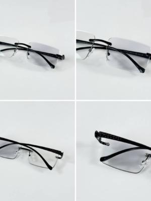 Cartier 1027 Black Photochromic Glasses with rimless rectangular color-changing lenses