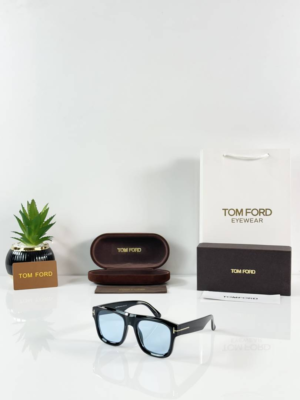 Tom Ford 259 Black Blue Sunglasses with glossy black square frame and blue lenses