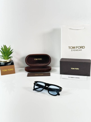 Tom Ford 259 Black Blue Sunglasses with glossy black square frame and blue lenses