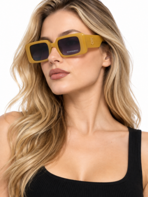 Burberry 11089 Yellow Black women’s sunglasses with chunky rectangular frame