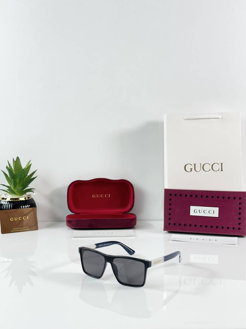 202 Gucci 2203 Blue Black Sunglasses with dark rectangular lenses and textured frame