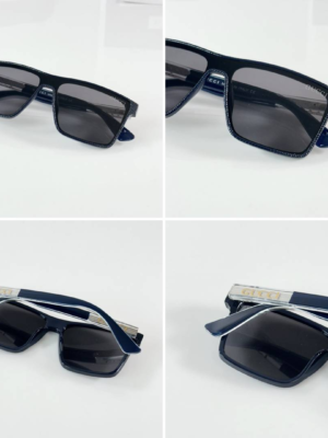 Gucci 2203 Blue Black Sunglasses with dark rectangular lenses and textured frame