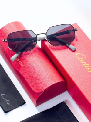 Cartier 8171 Grey Black Sunglasses with geometric grey-tinted lenses