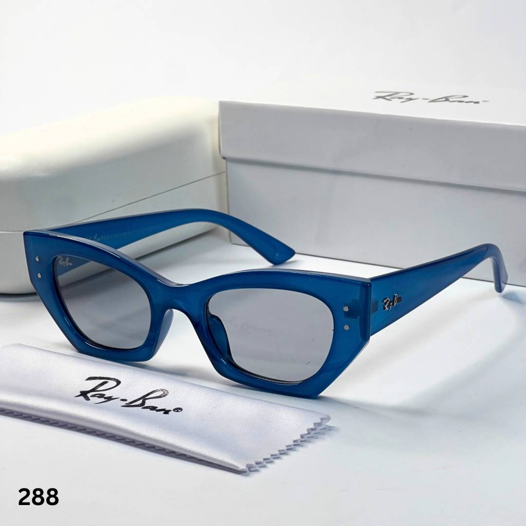 55 Ray-Ban 288 Blue Grey Sunglasses with translucent blue frame and grey lenses