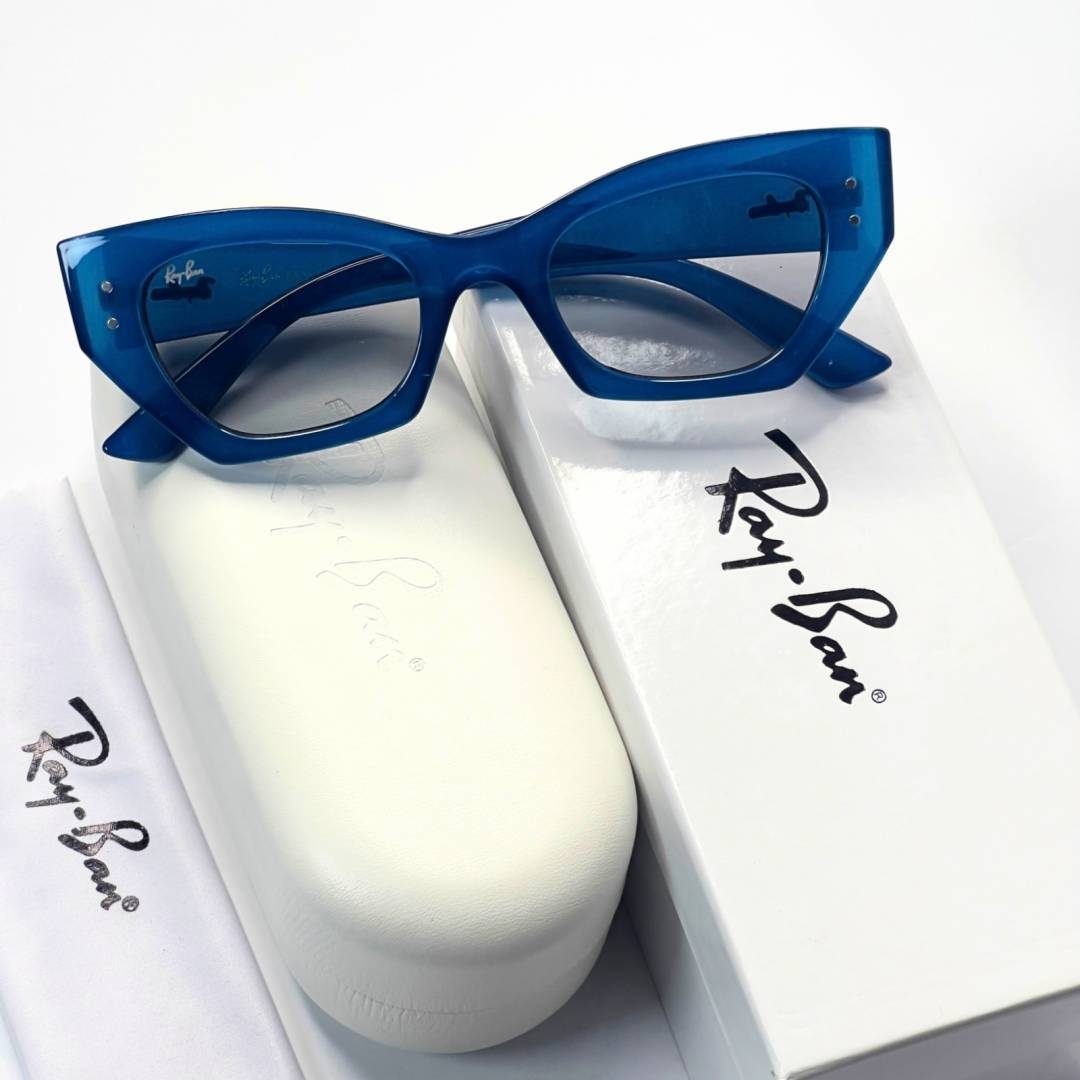57 Ray-Ban 288 Blue Grey Sunglasses with translucent blue frame and grey lenses