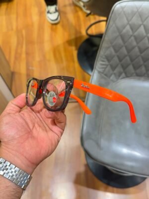 Ray-Ban 2140 Grey Orange Plano glasses with clear lenses