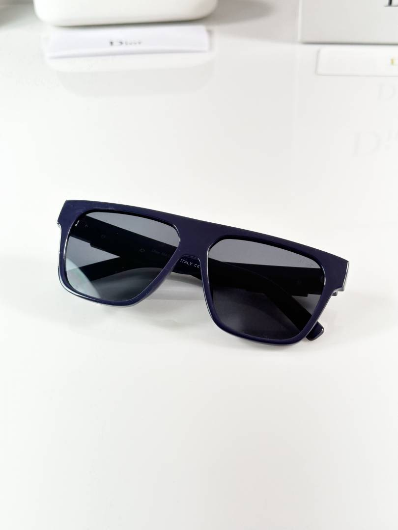 228 Diyor 9805 Blue Black rectangular sunglasses with dark tinted lenses