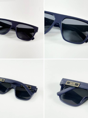 Diyor 9805 Blue Black rectangular sunglasses with dark tinted lenses
