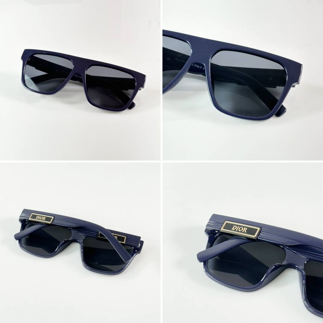 229 Diyor 9805 Blue Black rectangular sunglasses with dark tinted lenses
