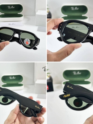 Rey ban Puffer 6832 Black Green sunglasses with green tinted lenses