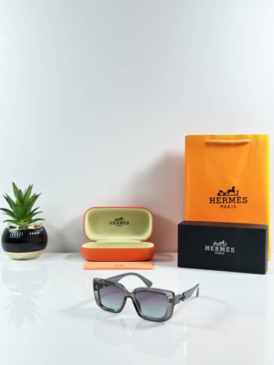 Hermes Paris WMNS 0534 Grey Blue Sunglasses with oversized square frames and gradient lenses