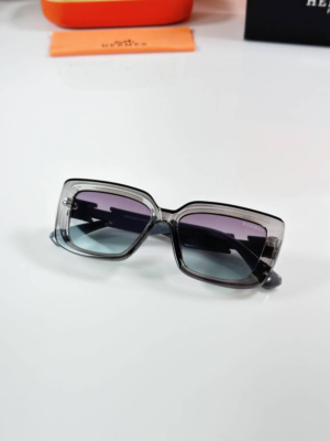 Hermes Paris WMNS 0534 Grey Blue Sunglasses with oversized square frames and gradient lenses