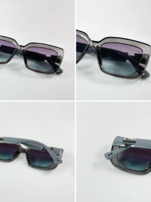 Hermes Paris WMNS 0534 Grey Blue Sunglasses with oversized square frames and gradient lenses