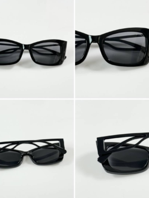 Versac WMNS 5337 Black sunglasses with glossy black rectangular frames and dark tinted lenses