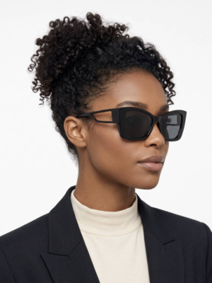 Versac WMNS 5337 Black sunglasses with glossy black rectangular frames and dark tinted lenses