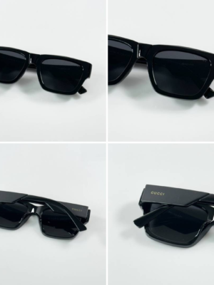 Guccii 1668 Shine Black sunglasses with glossy black rectangular frames and dark tinted lenses