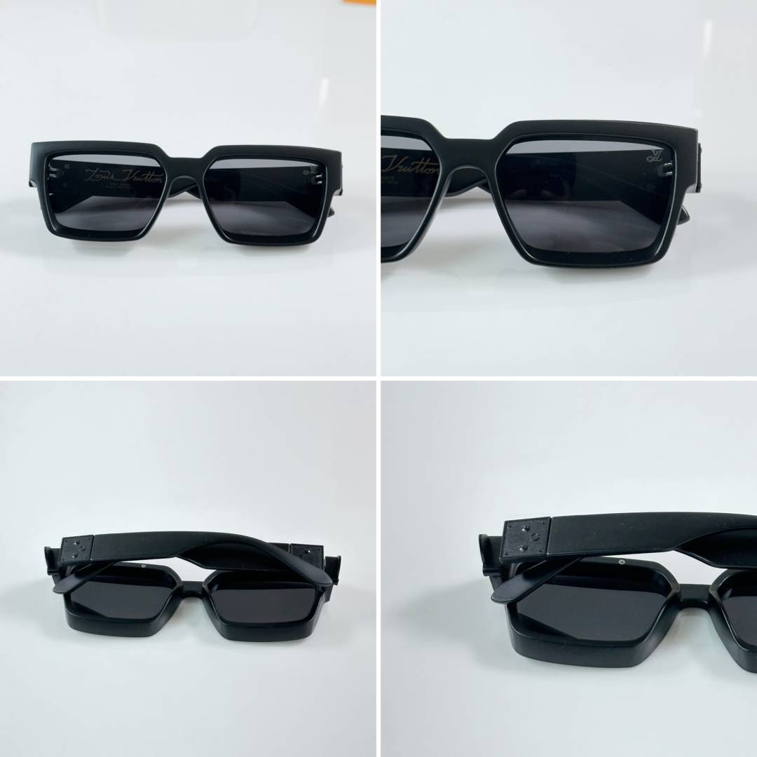 330 Loius Vutton 0325 Matte Black sunglasses with rectangular frames and dark grey tinted lenses