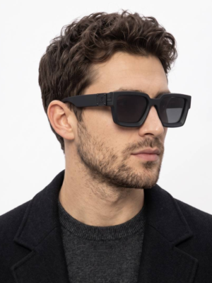 Loius Vutton 0325 Matte Black sunglasses with rectangular frames and dark grey tinted lenses