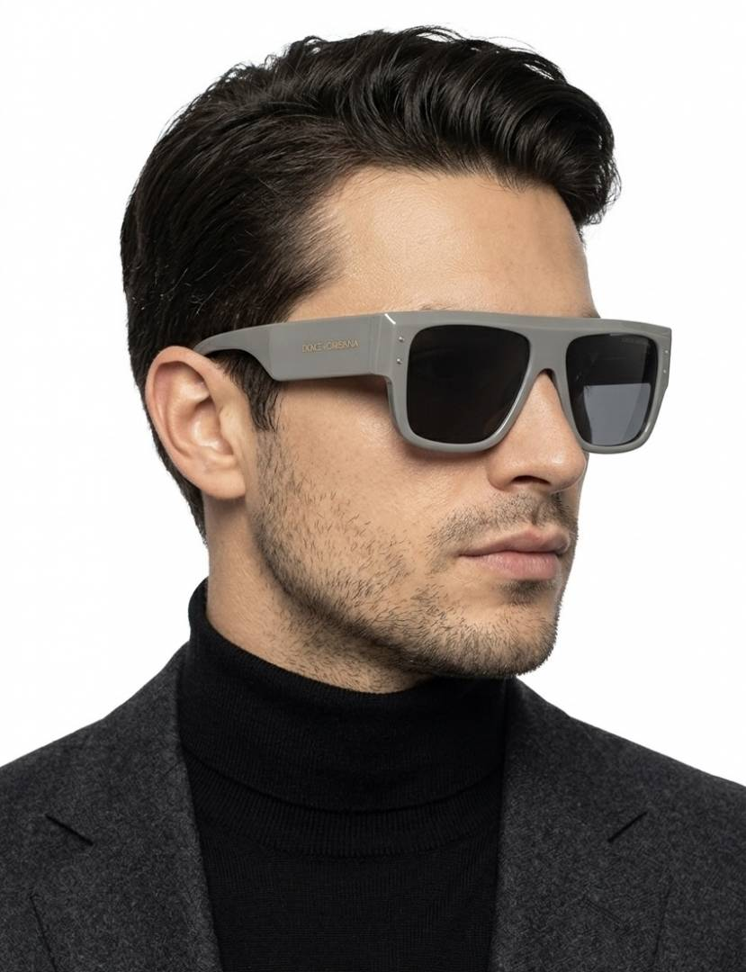 373 Dolce_&_Gabana 7125 Coffee Black thick frame sunglasses with black lenses and gold-tone branding
