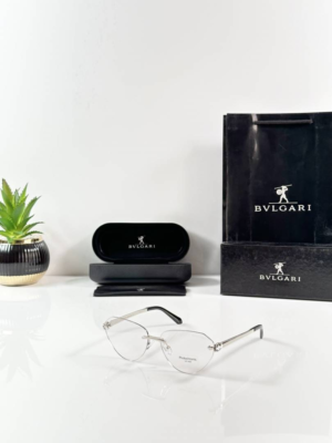 Bvlgari WMNS 1036 Silver Day Night photochromic rimless glasses with black temples and silver-tone hinges