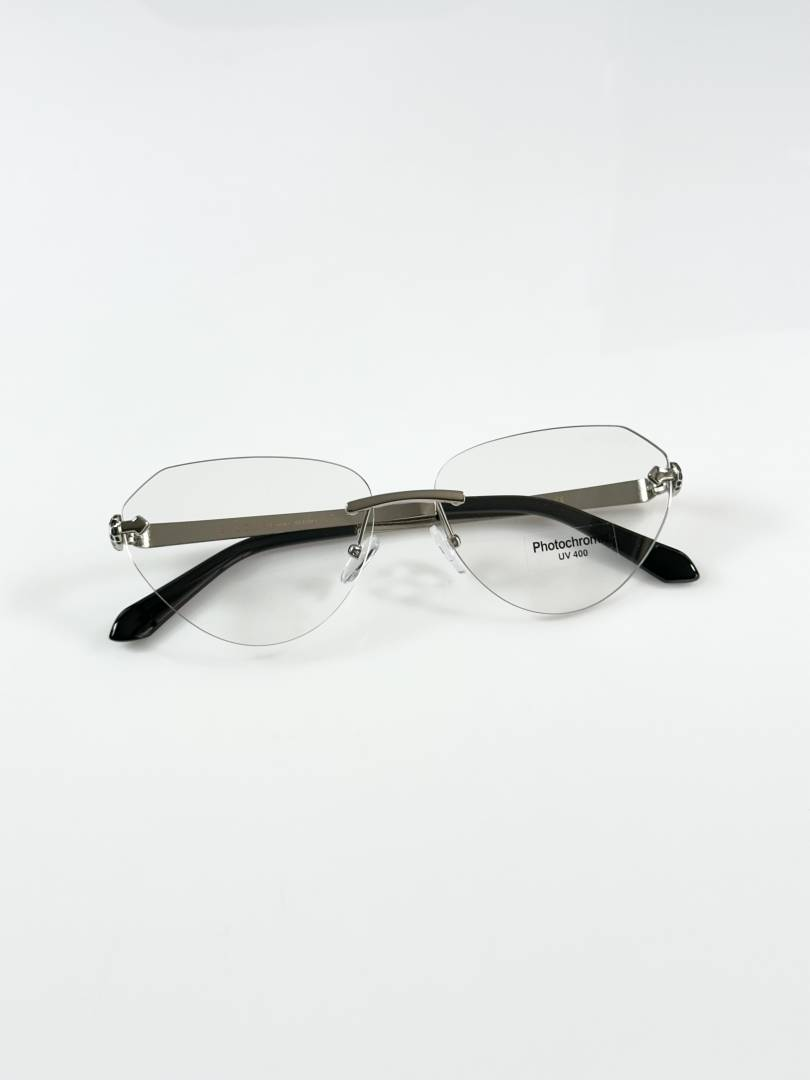 377 Bvlgari WMNS 1036 Silver Day Night photochromic rimless glasses with black temples and silver-tone hinges