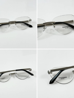 Bvlgari WMNS 1036 Silver Day Night photochromic rimless glasses with black temples and silver-tone hinges