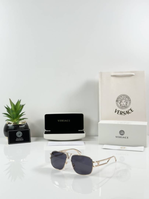 Versac 2223 Gold Black aviator sunglasses with gold-tone metal frame and black lenses